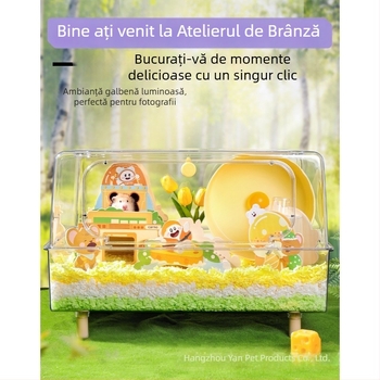 Kano adăpost din lemn pentru hamster cu platformă din lemn masiv – jucării de iarnă și accesorii pentru habitat