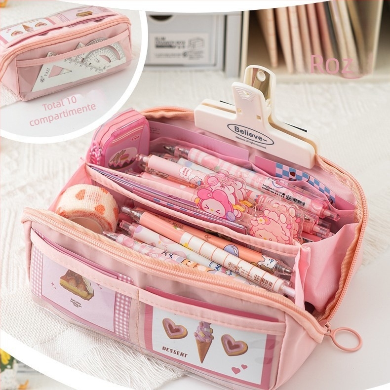 Penar transparent cu 10 niveluri, design prism, stil japonez, capacitate mare, minimalist și elegant