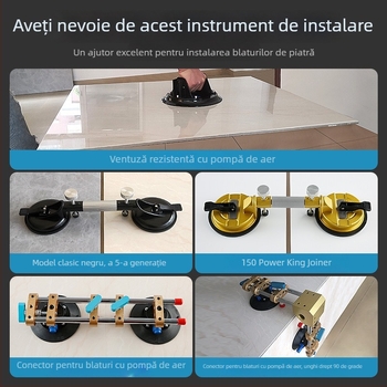 Întinzător pentru blat din piatră – plăci de marmură și cuarț, reglare a rosturilor cu ventuză puternică