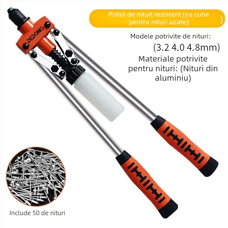 Pistol de nituri, manual, industrial, pentru uz casnic, mic pistol de nituit, instrument de tragere a niturilor, economisire a efortului