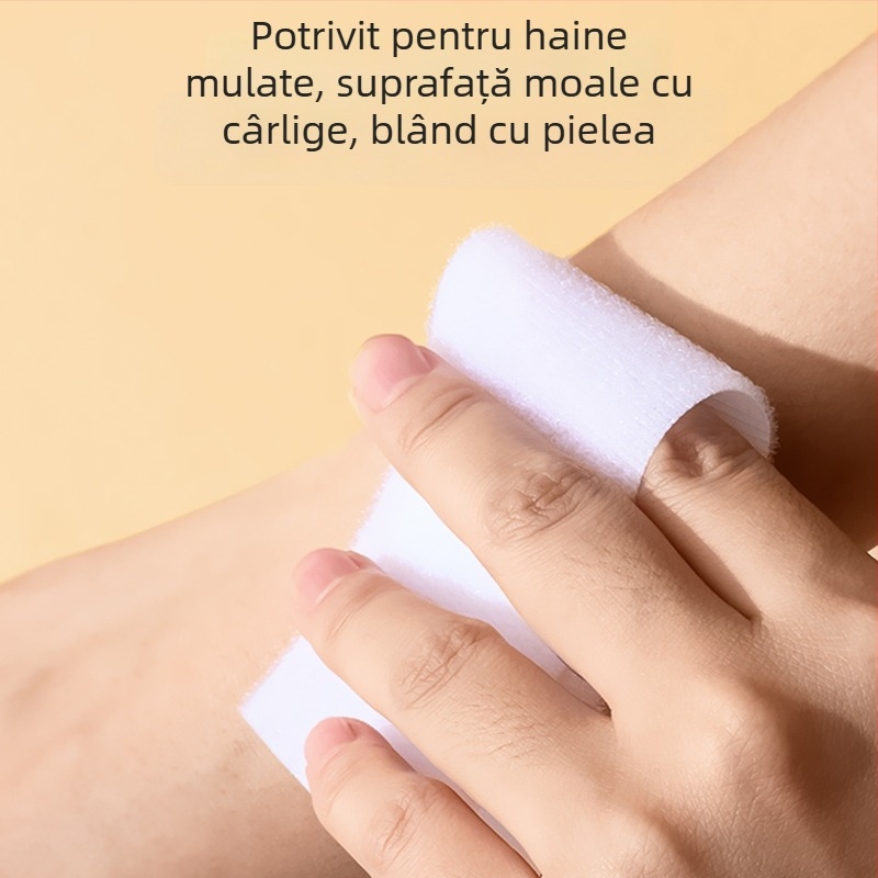 Velcro pentru haine de bebeluți, bandă moale cu cârlig și buclă, albă, dublu‑fațetată, fără adeziv
