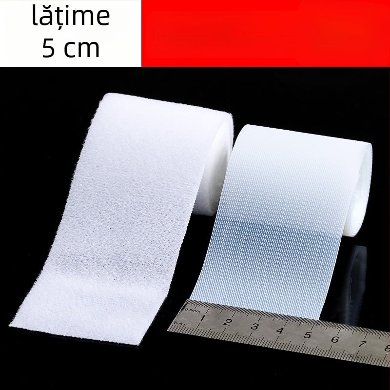 Velcro pentru haine de bebeluți, bandă moale cu cârlig și buclă, albă, dublu‑fațetată, fără adeziv