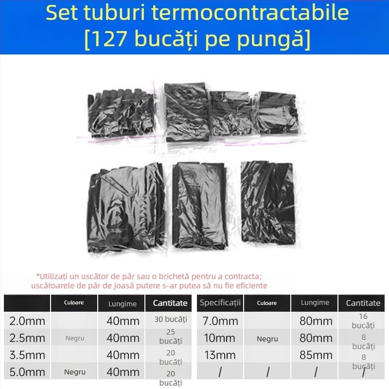 Tub termoretractabil – izolație impermeabilă pentru cabluri, cabluri de date și căști – colorat
