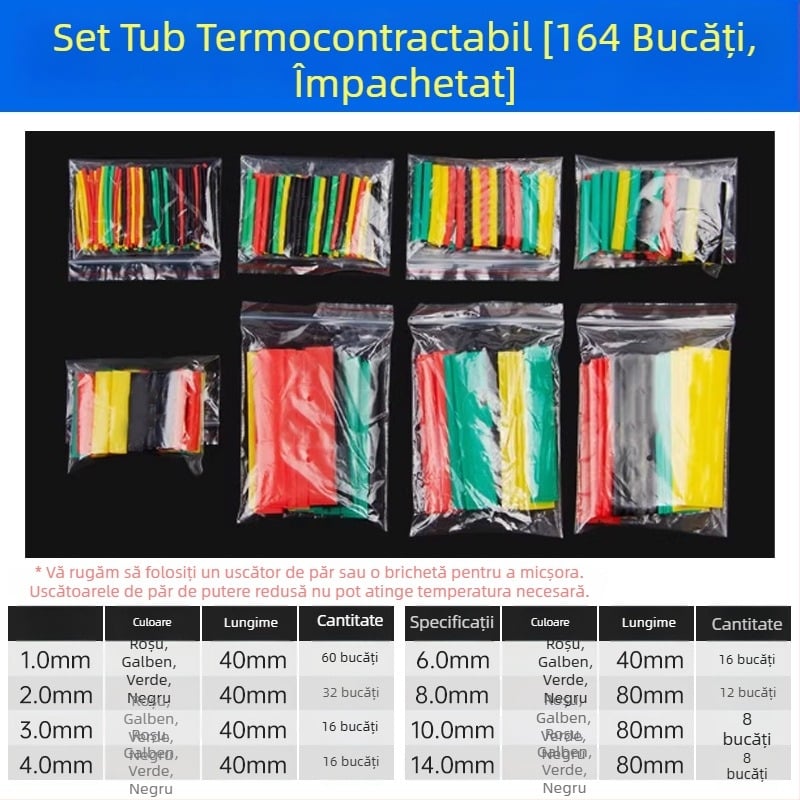 Tub termoretractabil – izolație impermeabilă pentru cabluri, cabluri de date și căști – colorat