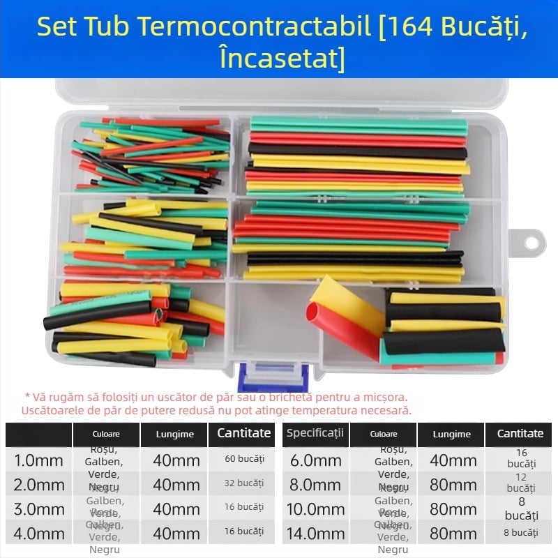 Tub termoretractabil – izolație impermeabilă pentru cabluri, cabluri de date și căști – colorat
