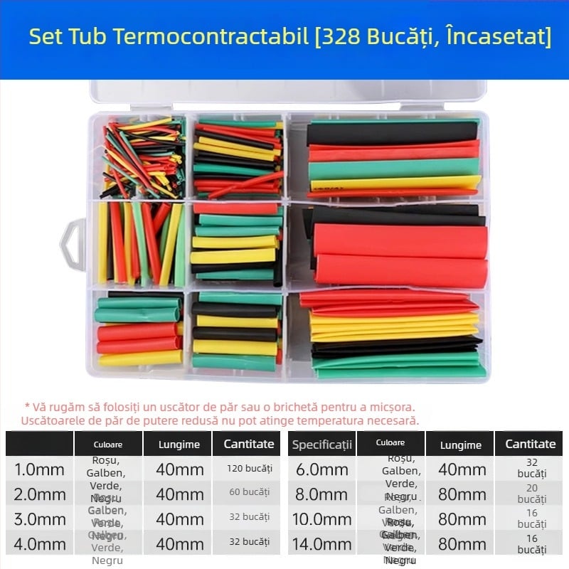 Tub termoretractabil – izolație impermeabilă pentru cabluri, cabluri de date și căști – colorat