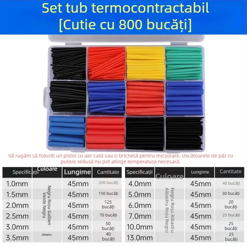 Tub termoretractabil – izolație impermeabilă pentru cabluri, cabluri de date și căști – colorat