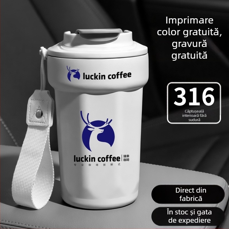 Cana termică izolată din oțel inoxidabil 316, ceașcă de cafea portabilă octogonală, cadou personalizabil