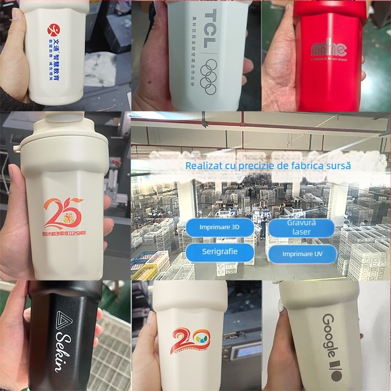 Cana termică izolată din oțel inoxidabil 316, ceașcă de cafea portabilă octogonală, cadou personalizabil