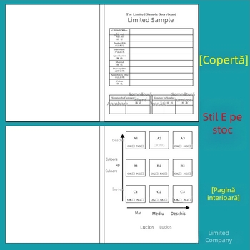 Carte de probă pentru îmbrăcăminte, format A4, pliată, cu imprimarea logo-ului companiei
