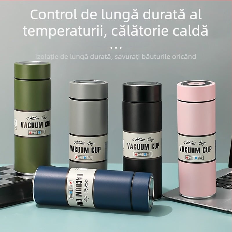 Cană termos din oțel inoxidabil 316 cu mâner, capacitate mare, portabilă pentru elevi