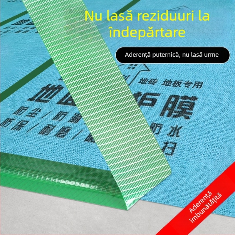 Bandă textilă cu aderență înaltă pentru protecția podelei și fixarea covoarelor, rolă mare de 50 m, lățimi 4,8 cm sau 6 cm, fără reziduuri, culori: verde, argintiu, roșu, negru.
