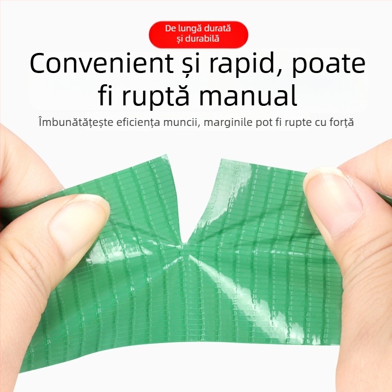 Bandă textilă cu aderență înaltă pentru protecția podelei și fixarea covoarelor, rolă mare de 50 m, lățimi 4,8 cm sau 6 cm, fără reziduuri, culori: verde, argintiu, roșu, negru.