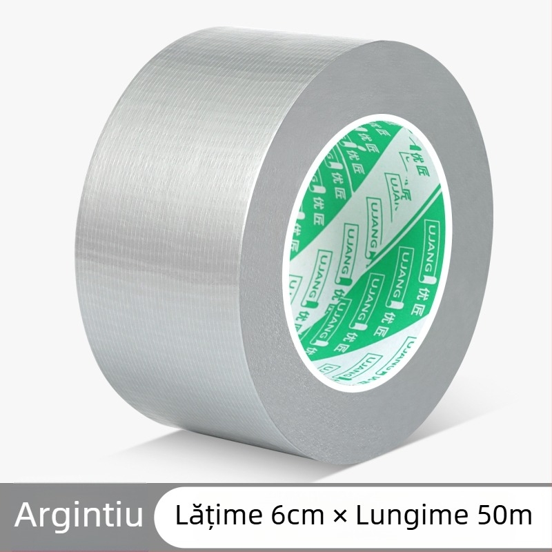 Bandă textilă cu aderență înaltă pentru protecția podelei și fixarea covoarelor, rolă mare de 50 m, lățimi 4,8 cm sau 6 cm, fără reziduuri, culori: verde, argintiu, roșu, negru.