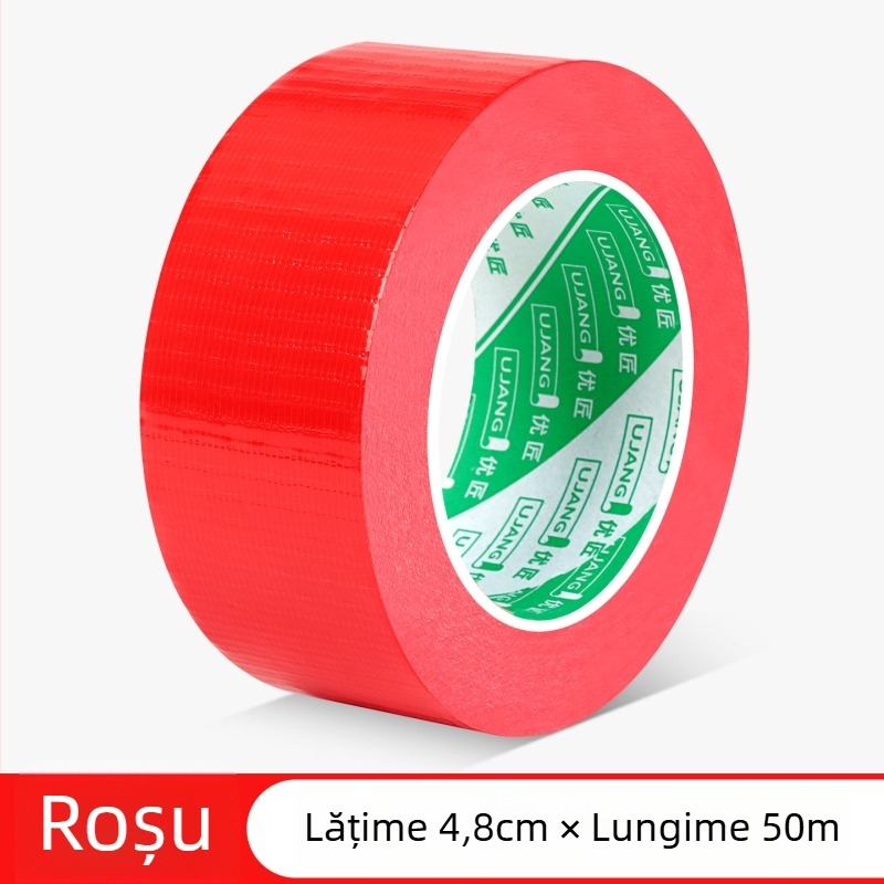 Bandă textilă cu aderență înaltă pentru protecția podelei și fixarea covoarelor, rolă mare de 50 m, lățimi 4,8 cm sau 6 cm, fără reziduuri, culori: verde, argintiu, roșu, negru.