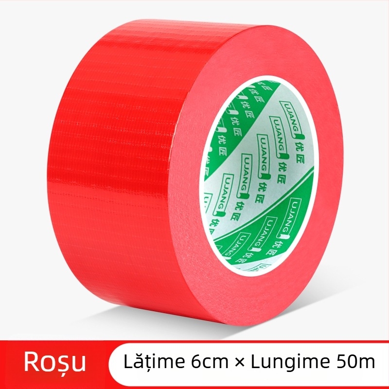 Bandă textilă cu aderență înaltă pentru protecția podelei și fixarea covoarelor, rolă mare de 50 m, lățimi 4,8 cm sau 6 cm, fără reziduuri, culori: verde, argintiu, roșu, negru.