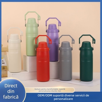 Profit termos din oțel inoxidabil, cu capacitate mare și mâner, pentru activități în aer liber și călătorii