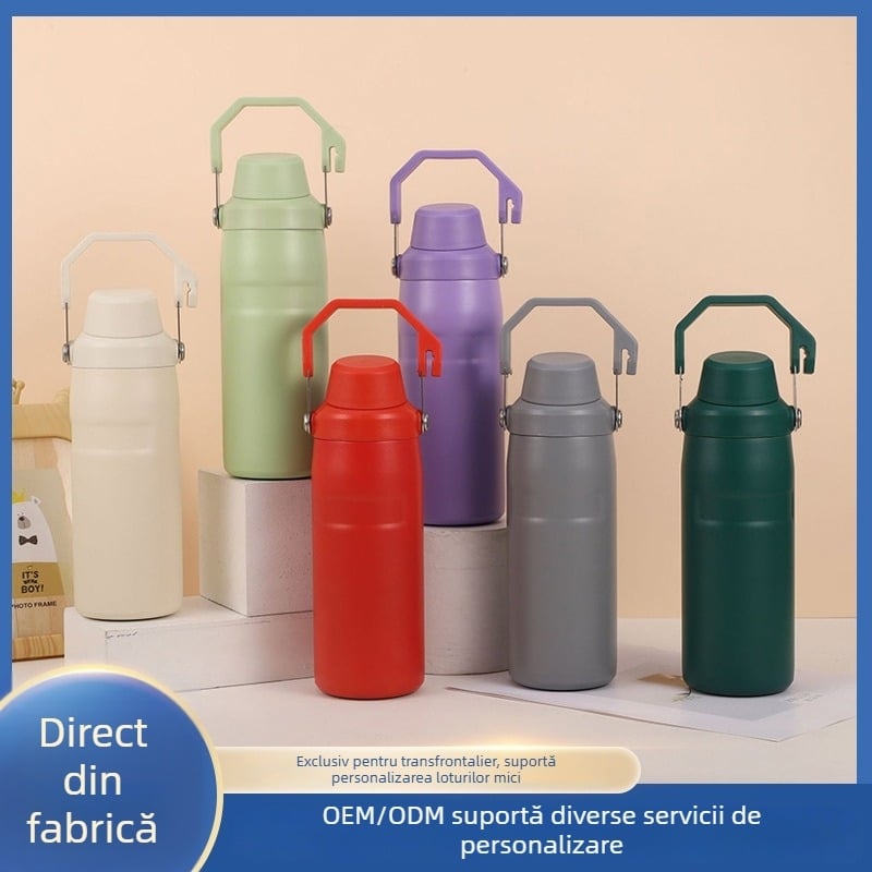 Profit termos din oțel inoxidabil, cu capacitate mare și mâner, pentru activități în aer liber și călătorii
