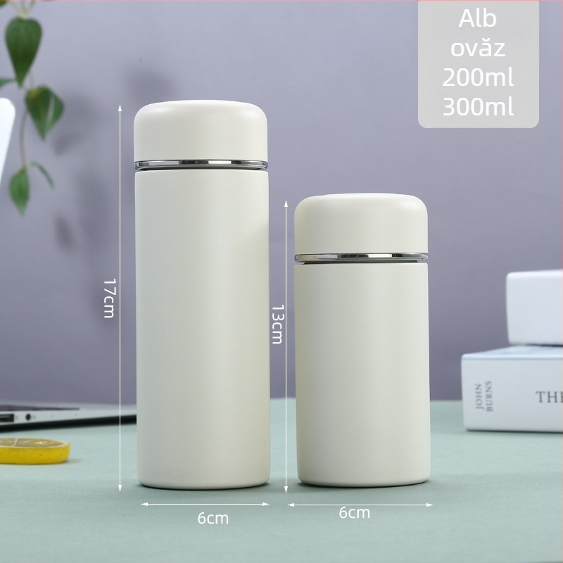 Mini termos din oțel inoxidabil 316, design minimalist, cană de ceai portabil cu compartiment pentru ceai