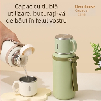 Cană termică din oțel inoxidabil 316 cu compartiment pentru ceai, termos portabil pentru exterior, cadou de birou