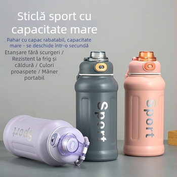 Sticlă sport din oțel inoxidabil 304 cu pai, izolație, portabilă pentru activități în aer liber, pentru bărbați și femei