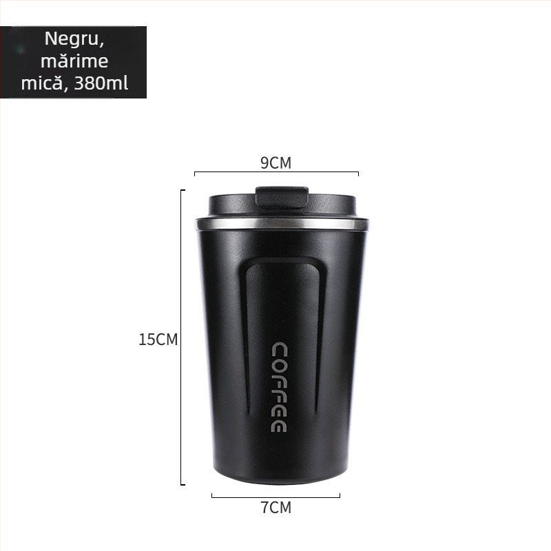 Cană de cafea din oțel inoxidabil 304, portabilă pentru mașină, cu pereți dubli vacuum și izolație, cadou