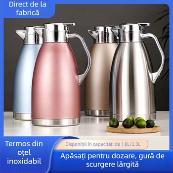 Termos din oțel inoxidabil, cu izolație în vid și logo gravat, pentru uz casnic, termos în stil roman, recipient pentru cafea