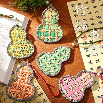 Semne de carte din bambus, materiale DIY din mână, pandantive în formă de dovleac în stilul nou-chinezesc, cadouri culturale și creative, ornamente țesute, activități educaționale și de team-building