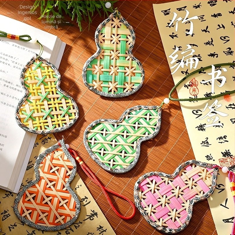 Semne de carte din bambus, materiale DIY din mână, pandantive în formă de dovleac în stilul nou-chinezesc, cadouri culturale și creative, ornamente țesute, activități educaționale și de team-building