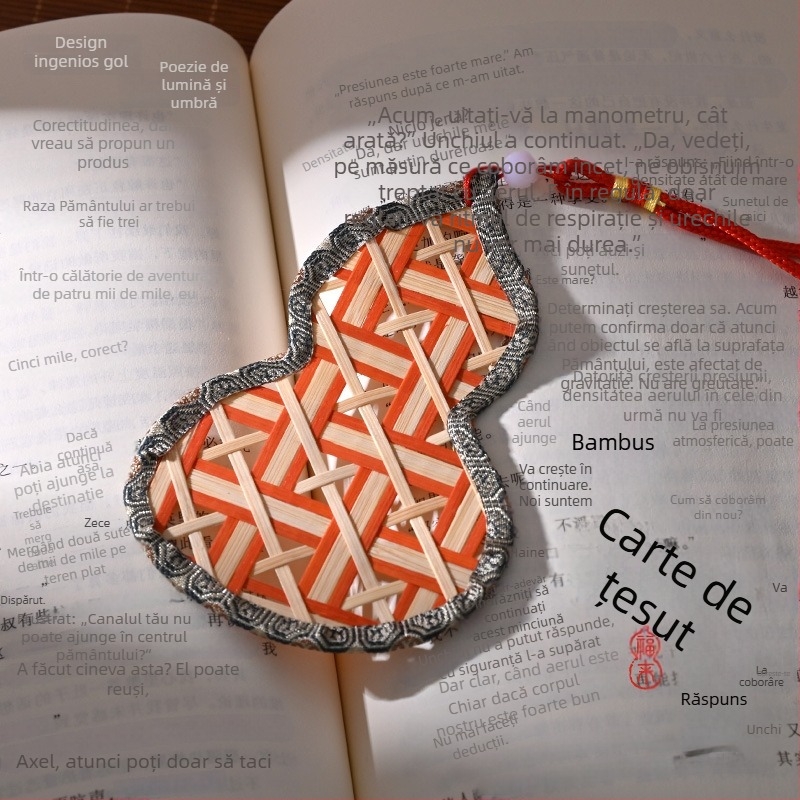 Semne de carte din bambus, materiale DIY din mână, pandantive în formă de dovleac în stilul nou-chinezesc, cadouri culturale și creative, ornamente țesute, activități educaționale și de team-building