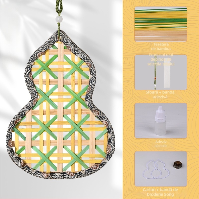 Semne de carte din bambus, materiale DIY din mână, pandantive în formă de dovleac în stilul nou-chinezesc, cadouri culturale și creative, ornamente țesute, activități educaționale și de team-building