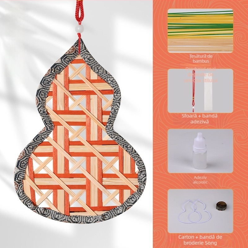 Semne de carte din bambus, materiale DIY din mână, pandantive în formă de dovleac în stilul nou-chinezesc, cadouri culturale și creative, ornamente țesute, activități educaționale și de team-building