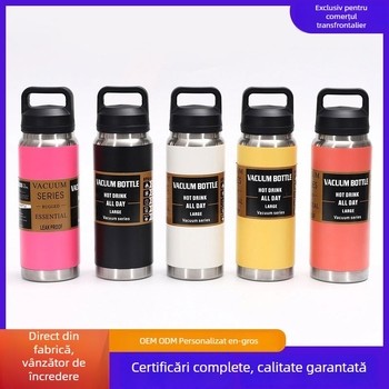 Termos din oțel inoxidabil izolat, capacitate mare, pentru drumeții și călătorii în aer liber, unisex, capac cu filet