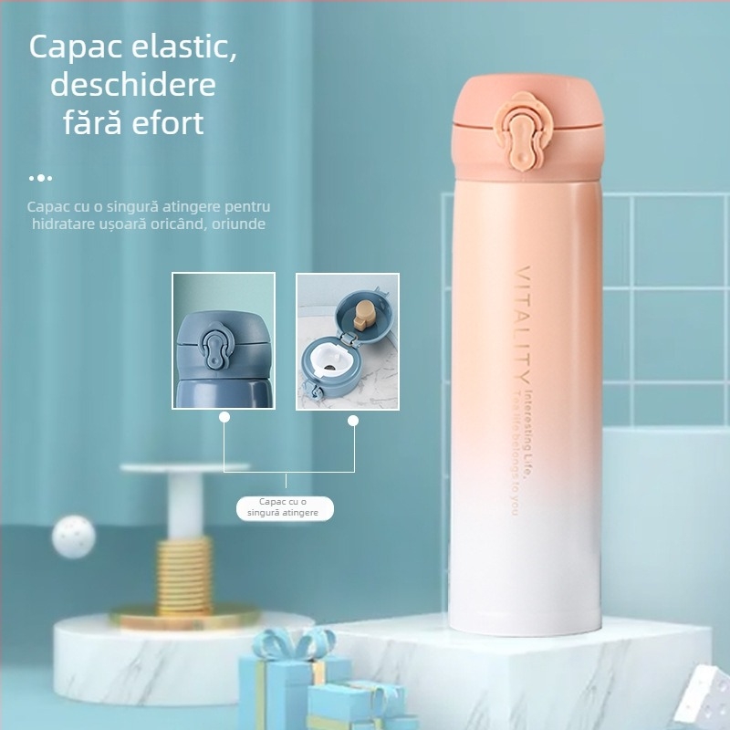 Cană termoizolantă din oțel inoxidabil 304, izolație în vid, finisaj gradient, portabilă cu capac, logo personalizabil