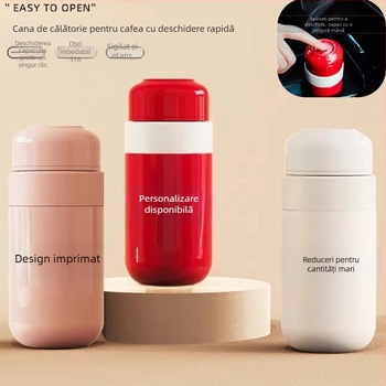 Ceșă de cafea pentru călătorii cu capac la un singur click, mini pentru femei, termos din oțel 316, design premium