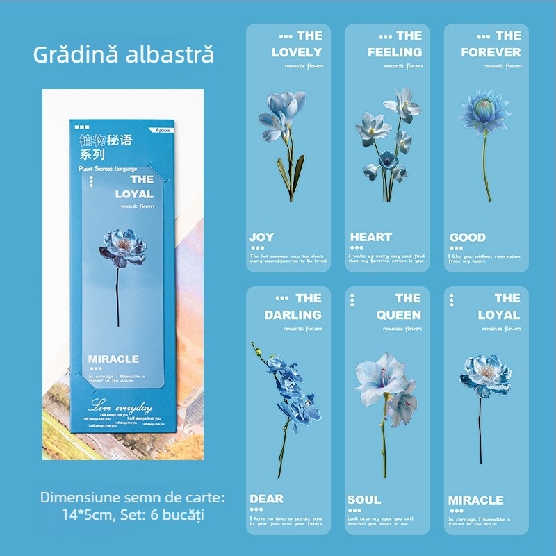 PET Semn de carte transparent – seria Plante Naturale, Flori uscate margarete, Design artistic, DIY
