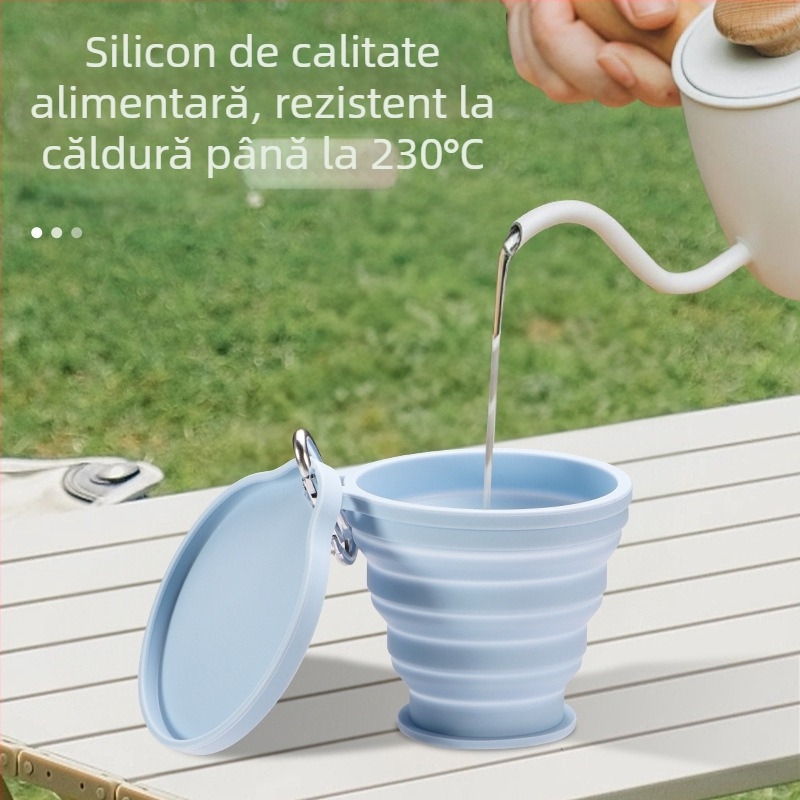 Pahar pliabil pentru călătorii, silicon de înaltă calitate pentru camping în aer liber, silicon alimentar, pahar pentru periaj dinților și clătire