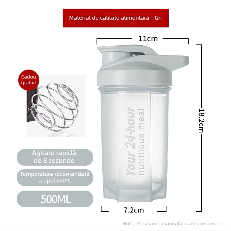 Shaker pentru proteine, capacitate mare, pereți dubli, recipient portabil pentru antrenament
