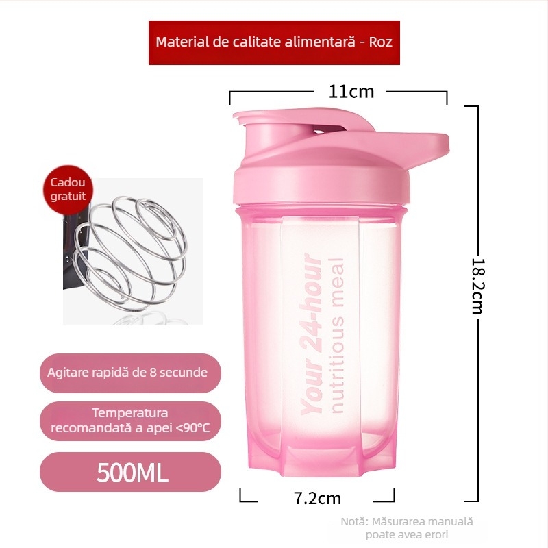 Shaker pentru proteine, capacitate mare, pereți dubli, recipient portabil pentru antrenament