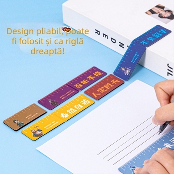Semn de carte magnetic cu riglă pentru elevi — pliabil, multifuncțional, Nezha semn de carte, cadou de papetărie
