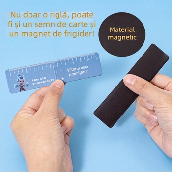 Semn de carte magnetic cu riglă pentru elevi — pliabil, multifuncțional, Nezha semn de carte, cadou de papetărie