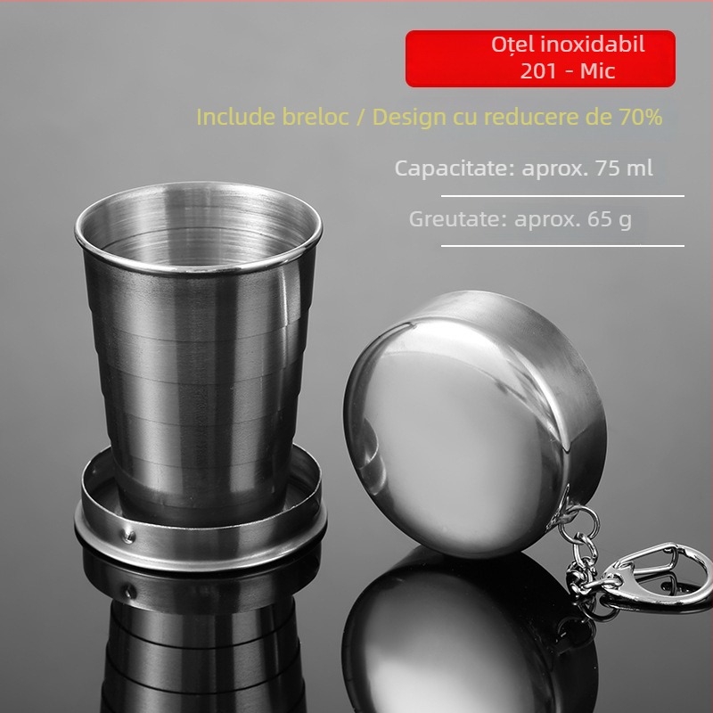 Ceașă din oțel inoxidabil pliabilă, portabilă și rezistentă la temperaturi înalte, cupe telescopice pentru apă de gură și periuță de dinți, pentru călătorii în aer liber