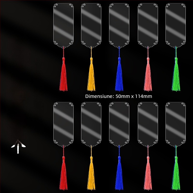 Semn de carte din acril transparent, gol, cu ciucuri colorate – etichetă DIY pentru carte și etichetă de cadou de absolvire