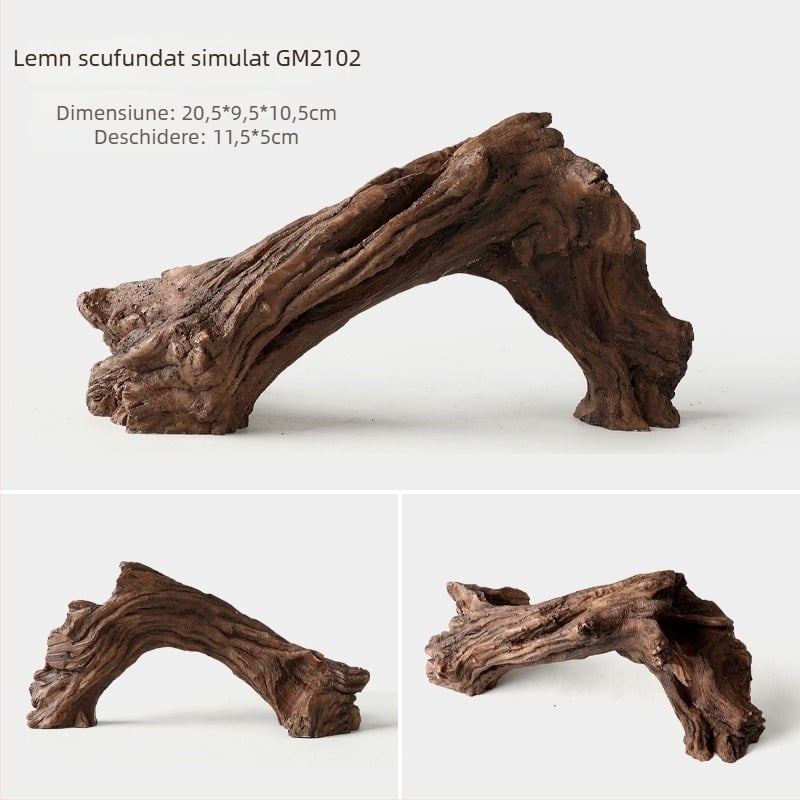 Decor pentru acvariu: rădăcini de lemn scufundate, cioturi și ramuri realiste cu găuri de adăpost