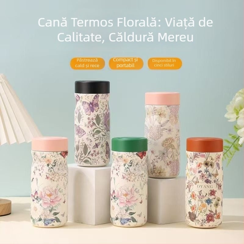 Cană mică personalizabilă din oțel inoxidabil 316, izolație vid, compactă și portabilă pentru ceai