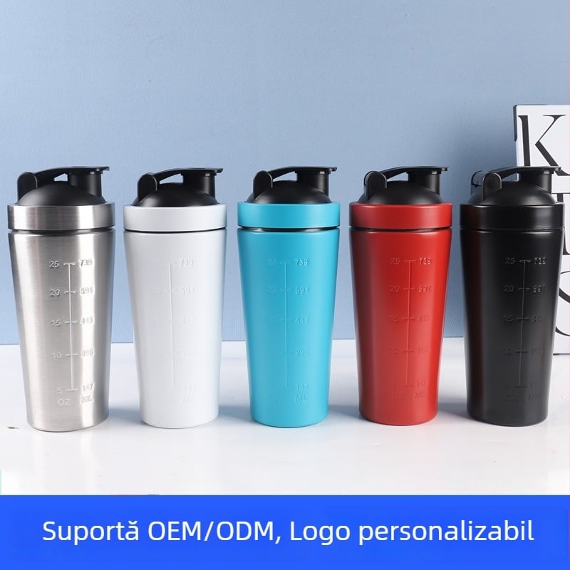 Cupă shaker din oțel inoxidabil 304, strat unic – pentru fitness, recipient portabil pentru apă, milkshake și pudră de proteine