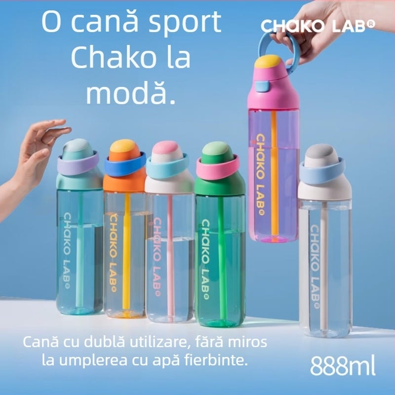 Cană portabilă pentru activități în aer liber, cu capacitate mare, pentru ciclism, cu pai și mâner