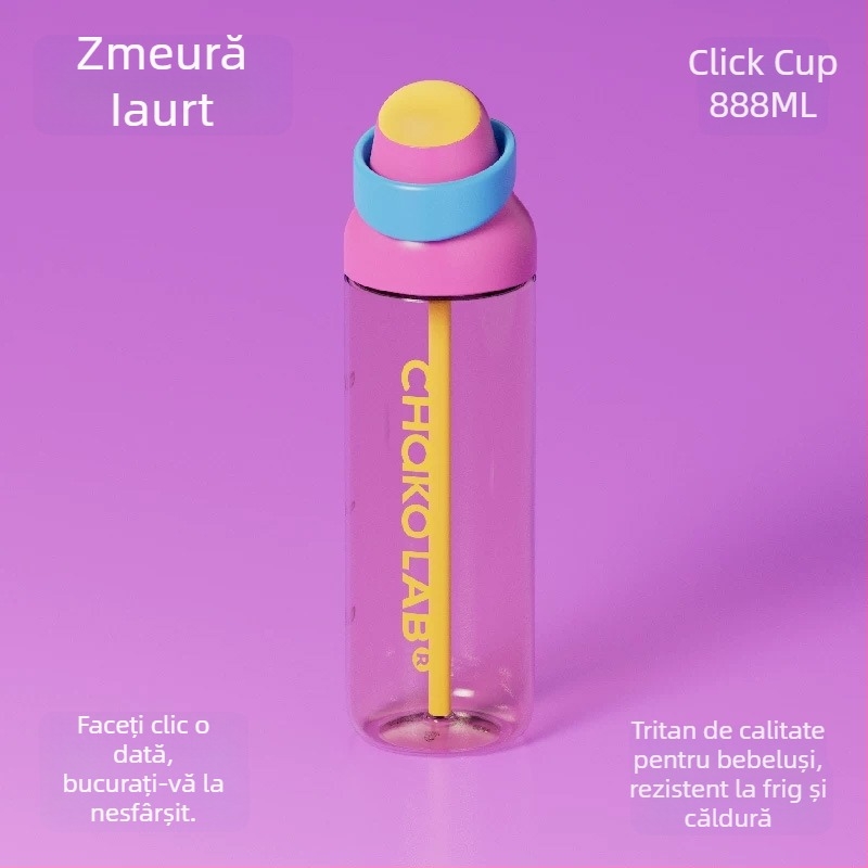 Cană portabilă pentru activități în aer liber, cu capacitate mare, pentru ciclism, cu pai și mâner