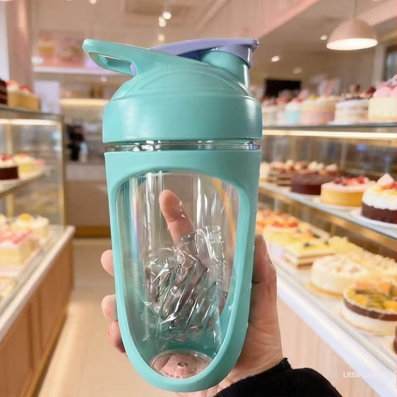 Shaker de fitness cu scară de măsurare, recipient portabil din plastic pentru pulbere proteică și milkshake