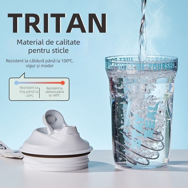 Shaker proteic din Tritan pentru sport – sticlă de apă pentru bărbați și femei, recipient de amestecare, rezistent la temperaturi ridicate